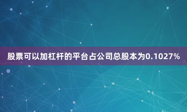 股票可以加杠杆的平台占公司总股本为0.1027%