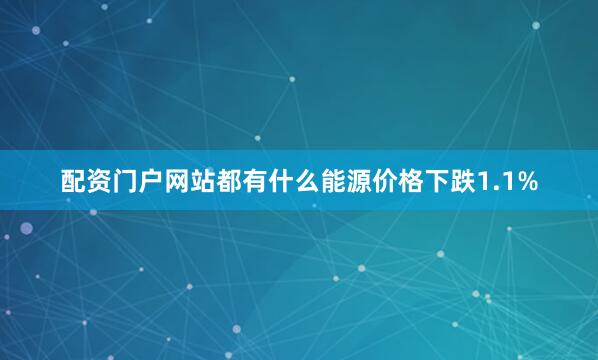 配资门户网站都有什么能源价格下跌1.1%
